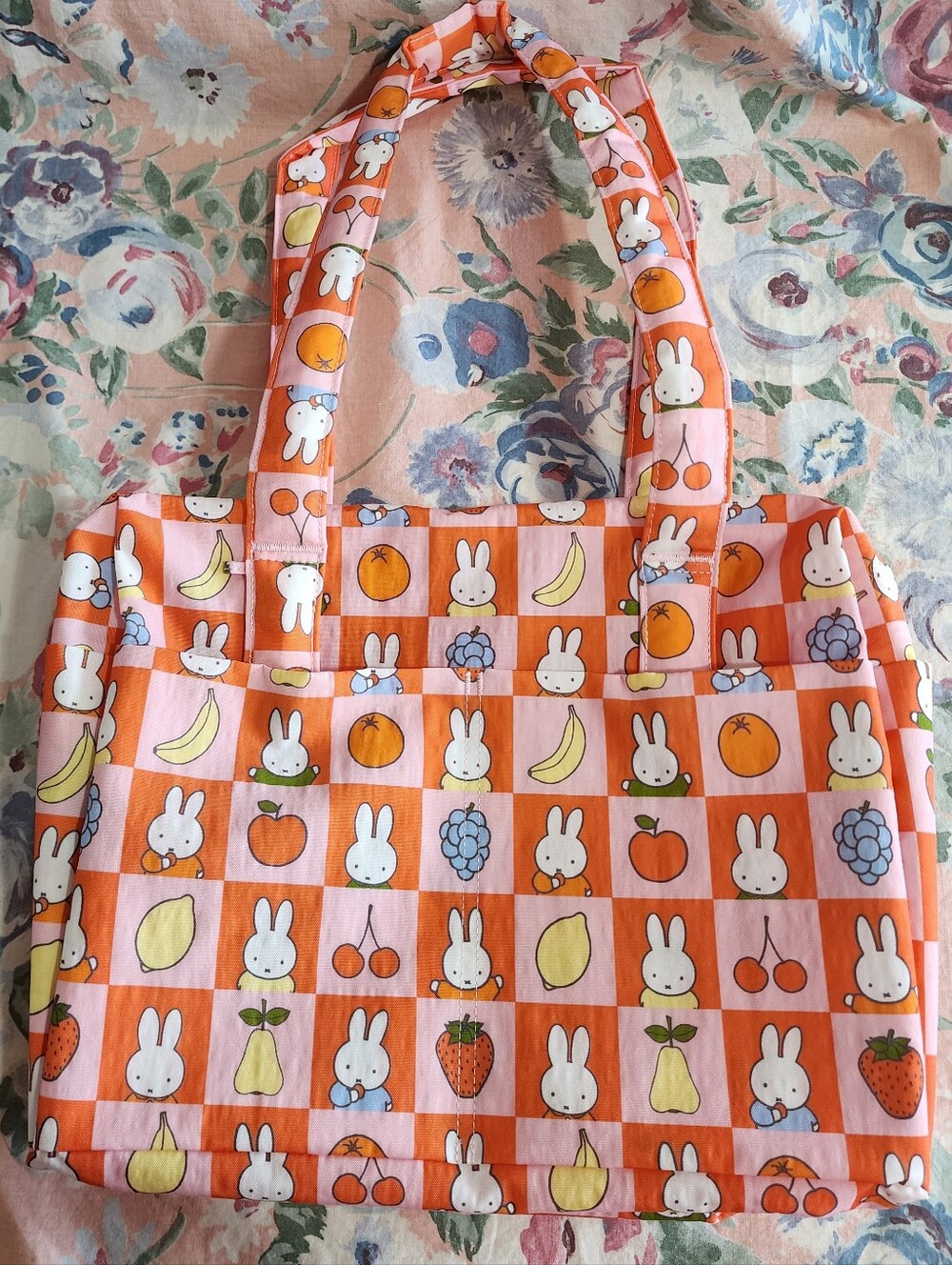 Baggu X Miffy Urban Outfitters Everyday Carry Bag Checkered Pink Orange EDC NWT